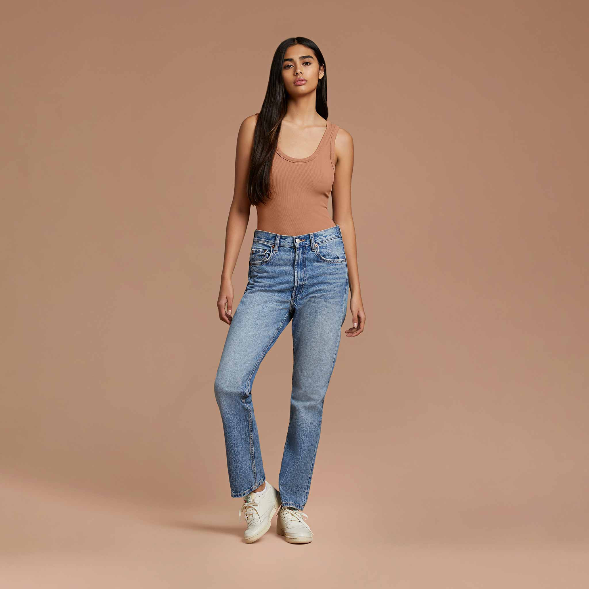 Women's Ribbed Scoop Tank Bodysuit | nuuds