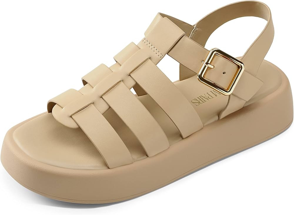 DREAM PAIRS Women Fisherman Platform Sandals Strappy Low Y2K Gladiator Sandals Soft Cushion Buckl... | Amazon (US)