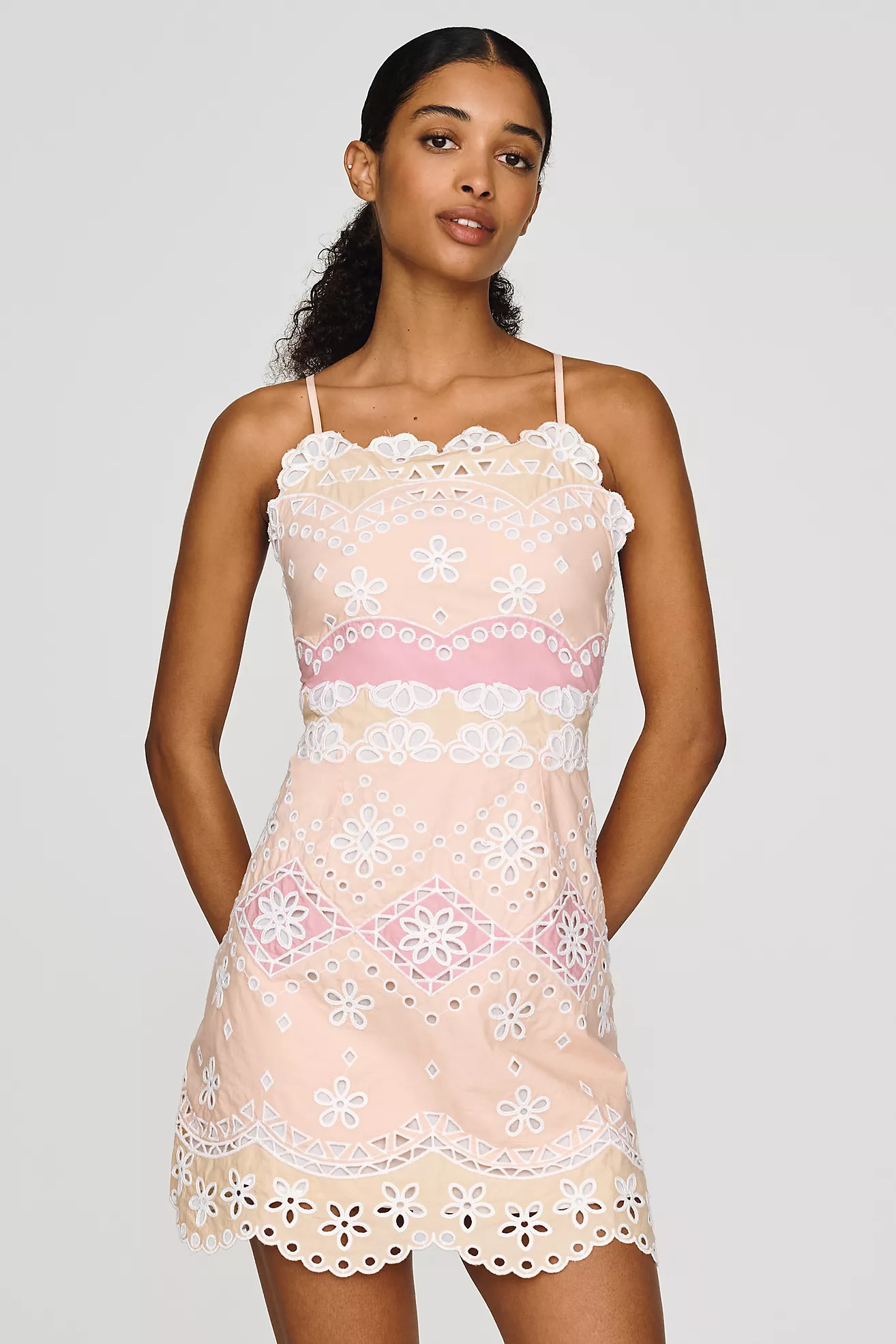 By Anthropologie Cotton Eyelet Cutout Mini Dress | Anthropologie (US)