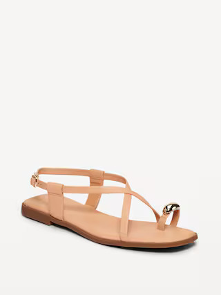 Faux Leather Strappy Toe Ring Sandals | Old Navy (US)