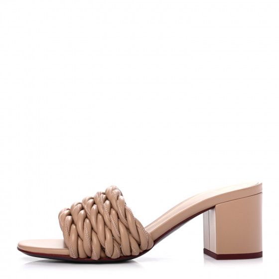 VALENTINO Nappa Rope 60mm Slide Sandals 35.5 Nude Rose | FASHIONPHILE | Fashionphile