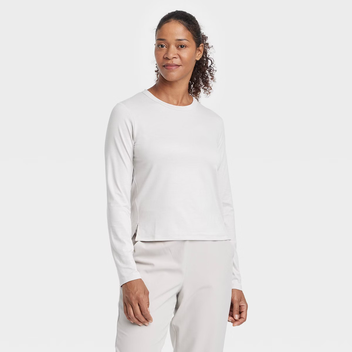 Women's Soft Stretch Long Sleeve Top - All In Motion™ Heathered Gray S | Target