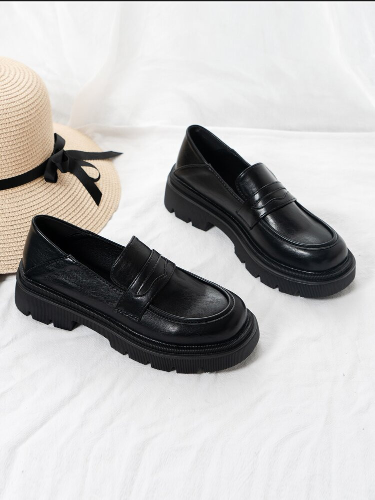 Minimalist Slip-On Flatform Penny Loafers | SHEIN