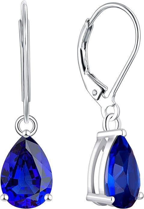 YL Dangle Drop Earrings Sterling Silver Teardrop Leverback Earrings Ruby/Sapphire/Emerald/Amethys... | Amazon (US)