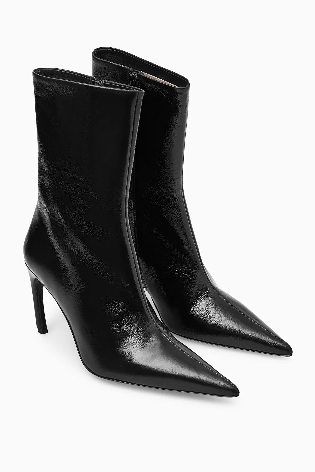POINTED PATENT-LEATHER ANKLE BOOTS - BLACK - COS | COS UK