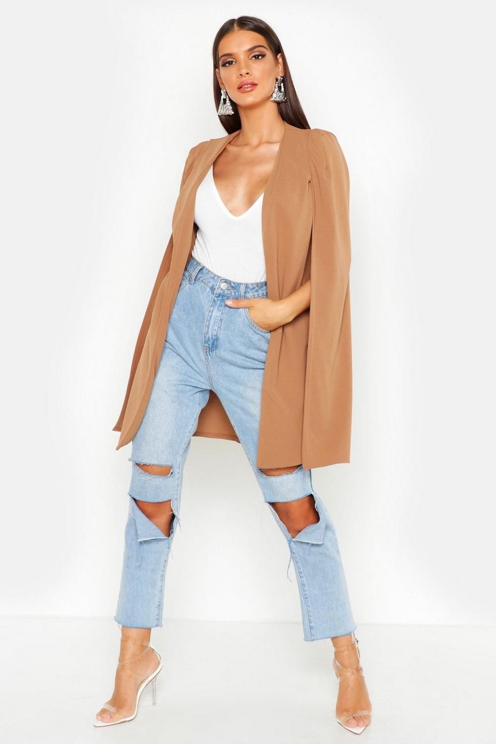 Longline Tailored Crepe Cape | Boohoo.com (US & CA)