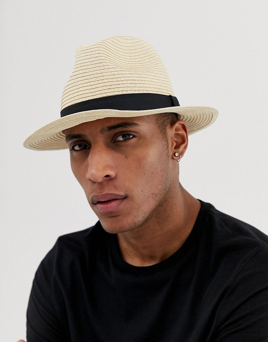 ASOS Straw Fedora Hat In Beige - Beige | ASOS US