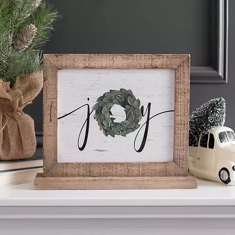 Joy Word Block with Wreath | Kirkland's Home