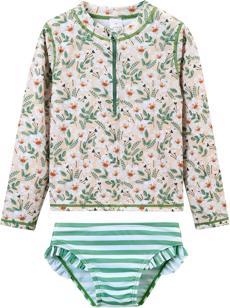 Toddler Girls Swimsuit Rash Guard Sets 2-Piece Bathing Suits UPF 50+ Summer Kids Swimwear 2-7T | Amazon (US)
