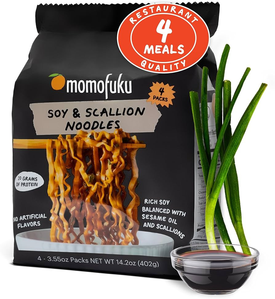 Momofuku Soy and Scallion Ramen Noodles by David Chang, 4 Pack of Restaurant Quality Air-Dried In... | Amazon (US)