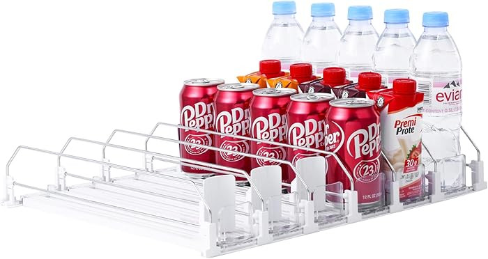 Drink Organizer for Fridge-White Automatic Pusher Glide,12oz 16oz 20oz-Soda Dispenser for Fridge-... | Amazon (US)