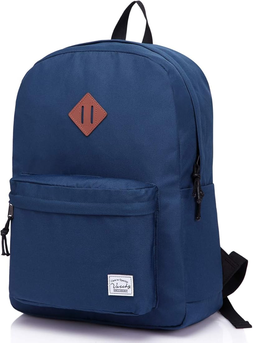 VASCHY Lightweight Backpack for School, Classic Basic Water Resistant Casual Daypack for Travel w... | Amazon (US)