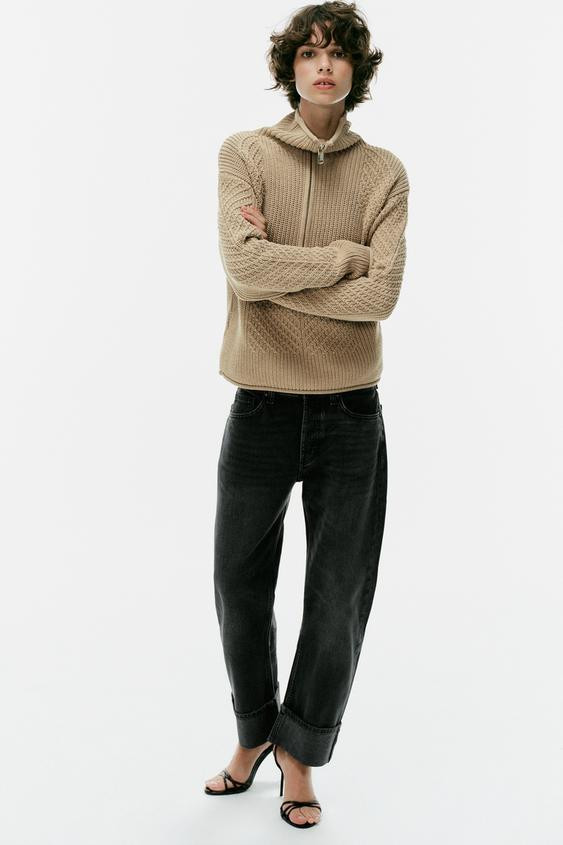 Zara - Textured Knit Jumper - Sand - M - Woman | Zara UK