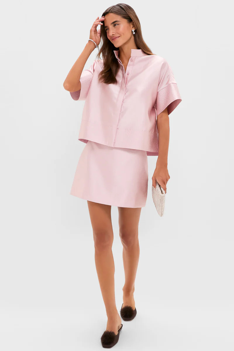 Light Pink Dupioni Trapunto Stitch Sofia Shirt | Tuckernuck (US)