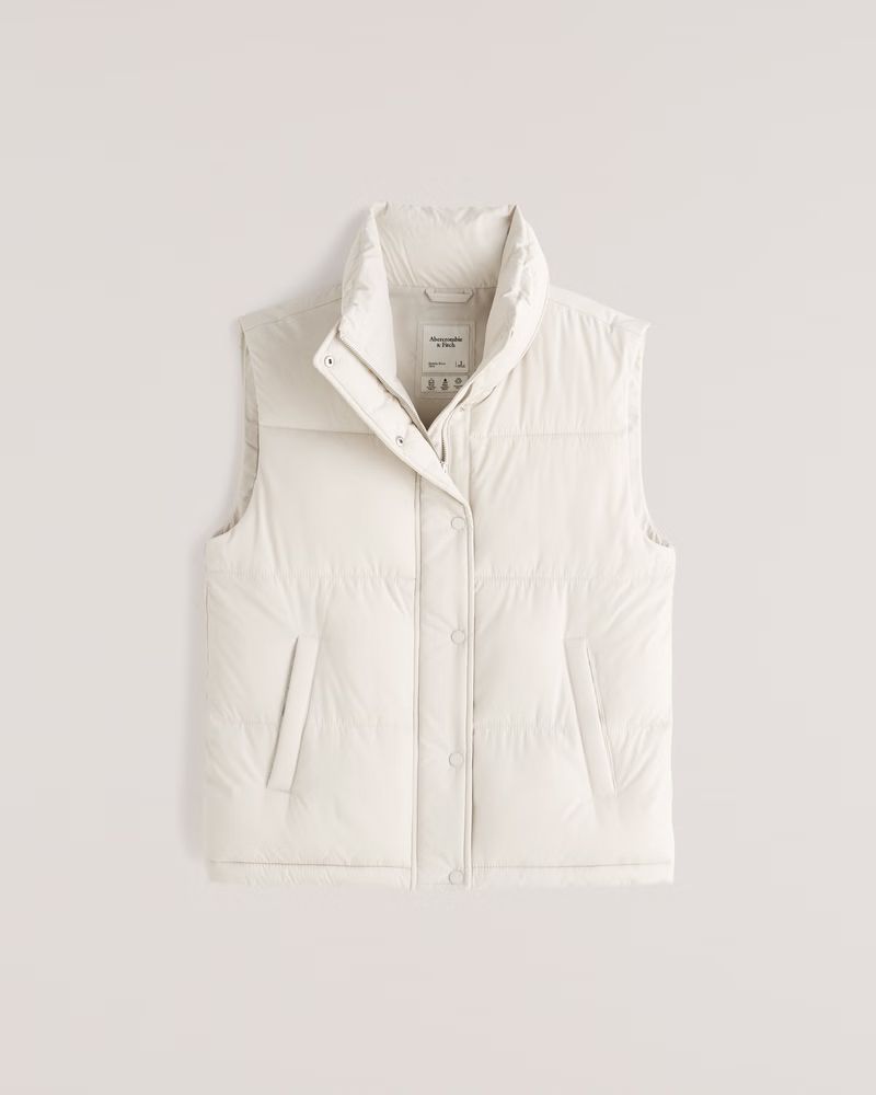 Women's Vegan Leather Duvet Puffer Vest | Women's New Arrivals | Abercrombie.com | Abercrombie & Fitch (US)