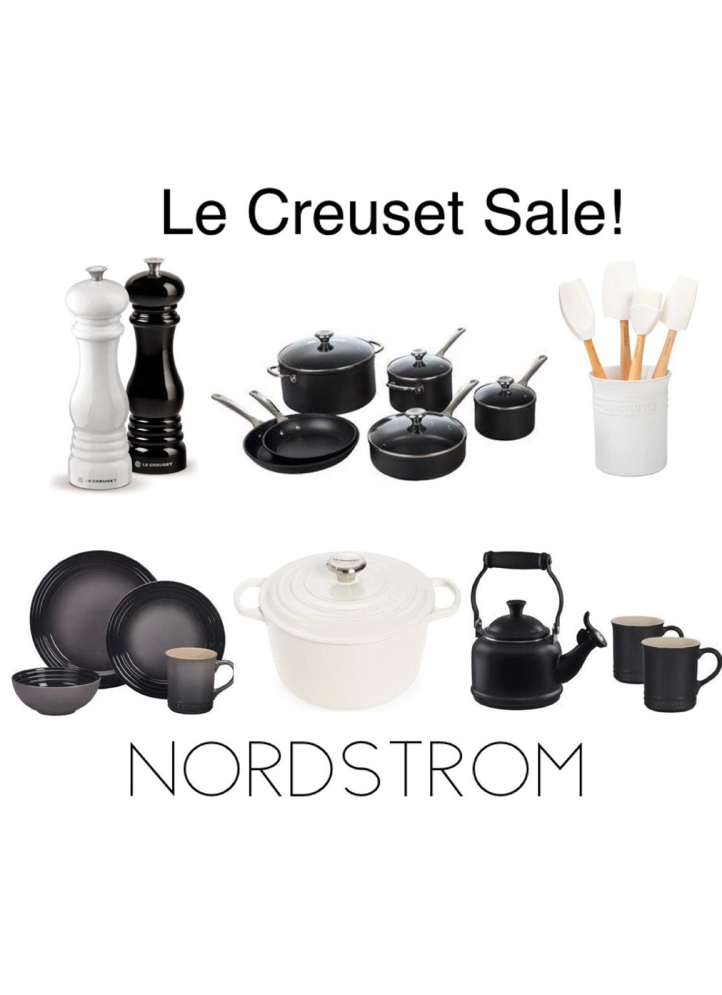 Le Creuset sale at Nordstrom! Choose black and white salt and pepper grinders, 25 quart pot stoneware dinnerware, kettle and mug set, cookware set, utensil holder. Great gifts for her, him, chef, cooks. Kitchen, black and white kitchen accessories. Free shipping. 

#LTKhome #LTKsalealert #LTKfamily