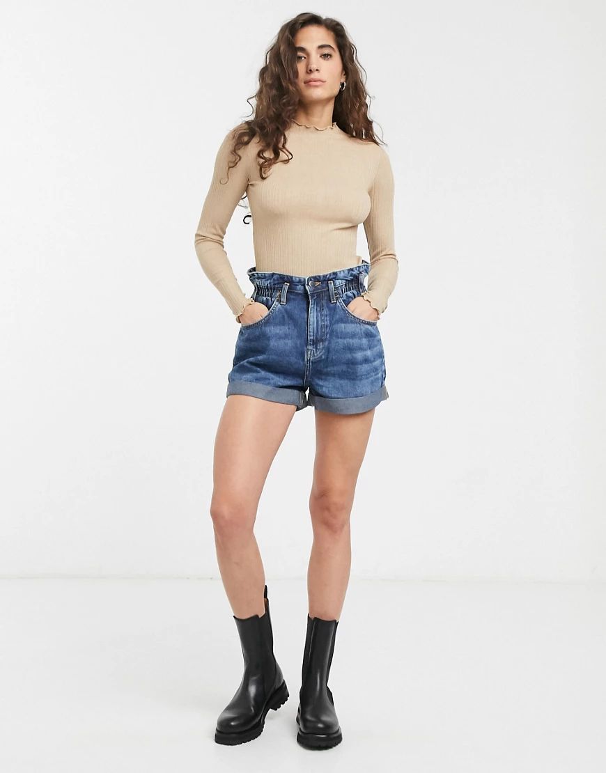 Only Basso high waisted denim shorts-Blue | ASOS (Global)