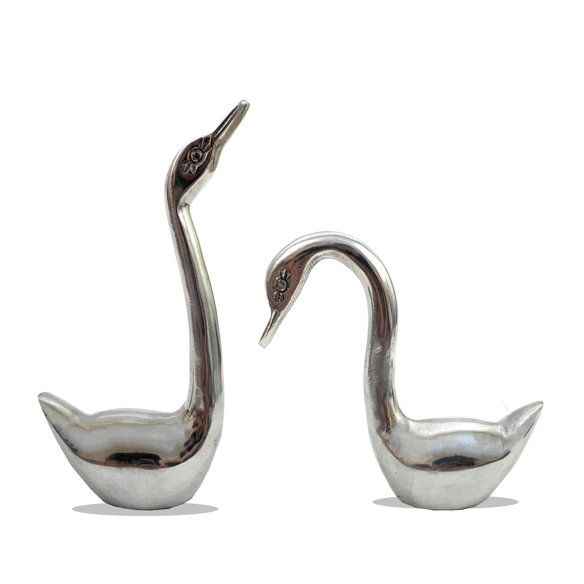 Swan Tabletop Set Decor Aluminum Swan Figurine Paperweight, Glass Swan Collectible Statue Table C... | Amazon (US)