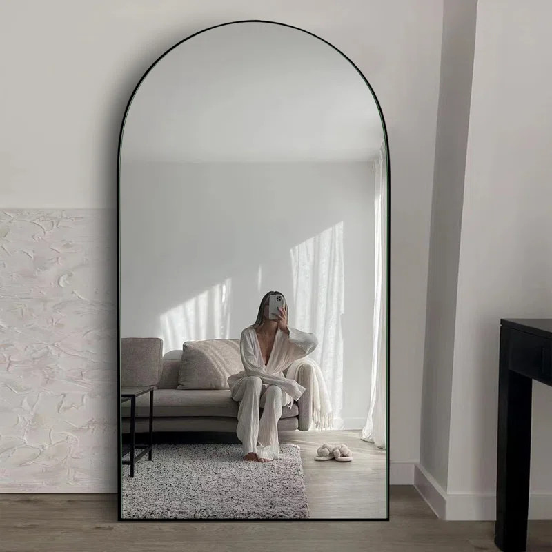 Leeron Oversized Arch Solid Wood Floor Mirror with Stand | Wayfair North America