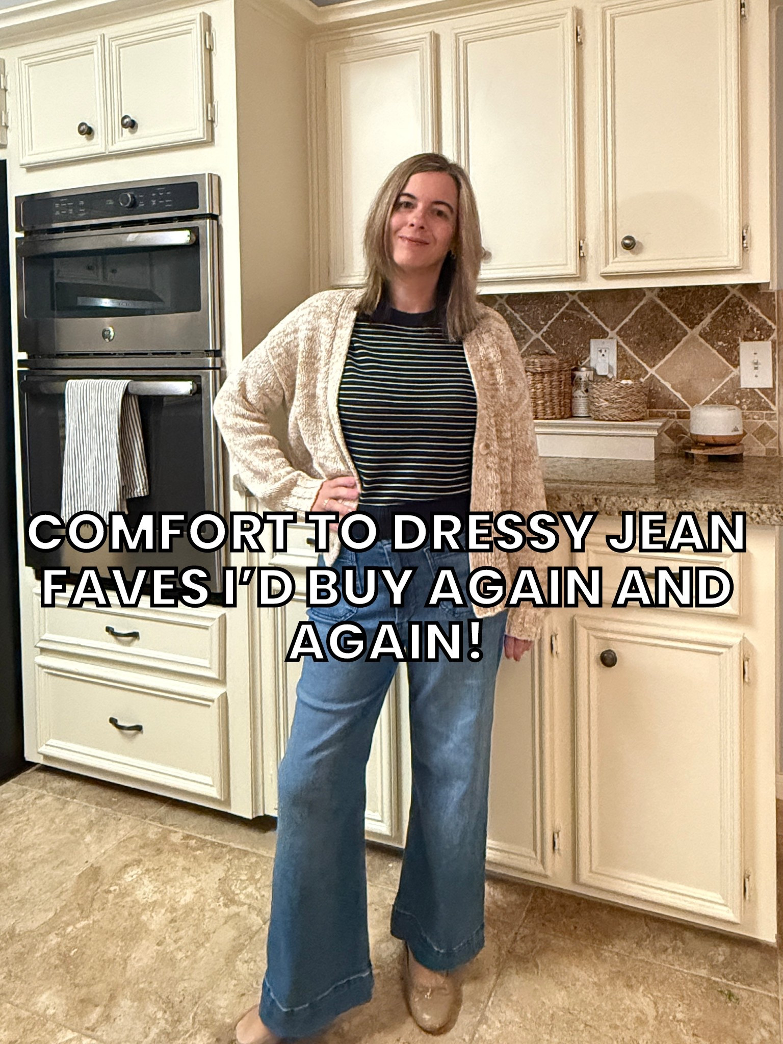 These jeans are great for comfort casual to dressing them up! Easy to pair with your favorite top and a sneaker or dress shoe. I wore this outfit recently to church. 

#LTKPetite #LTKOver40 #LTKootd