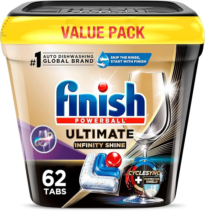 Finish Ultimate Infinity Shine Dishwasher Pods, No Pre-Rinse Dishwasher Detergent Soap Removes Bu... | Amazon (US)