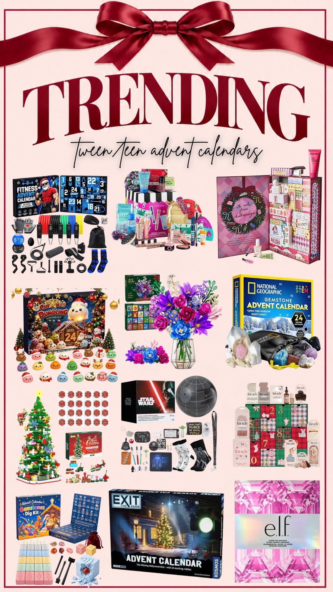 Advent calendars for teens
Advent calendar for teen girls 
Advent calendar for teen boys 
Advent calendars for Tweens￼￼