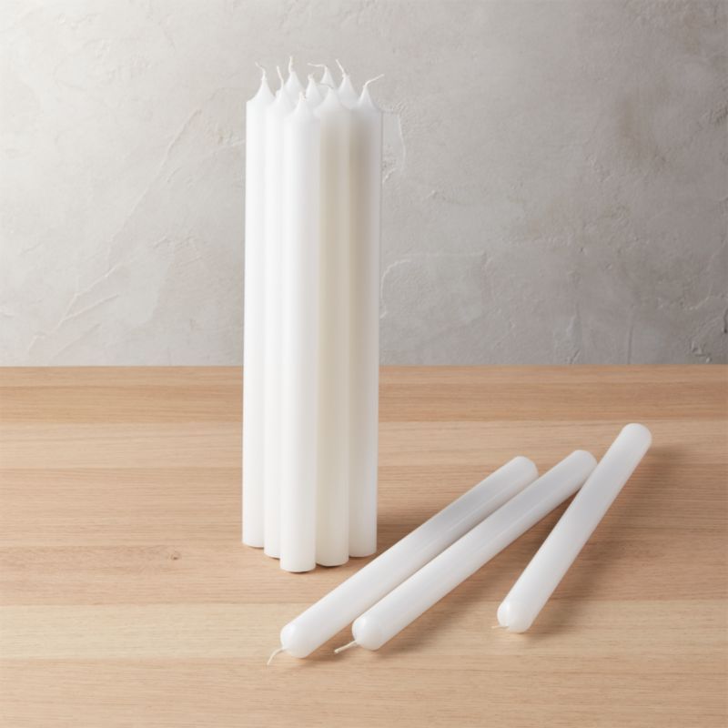 Set of 12 White Taper Candles + Reviews | CB2 | CB2