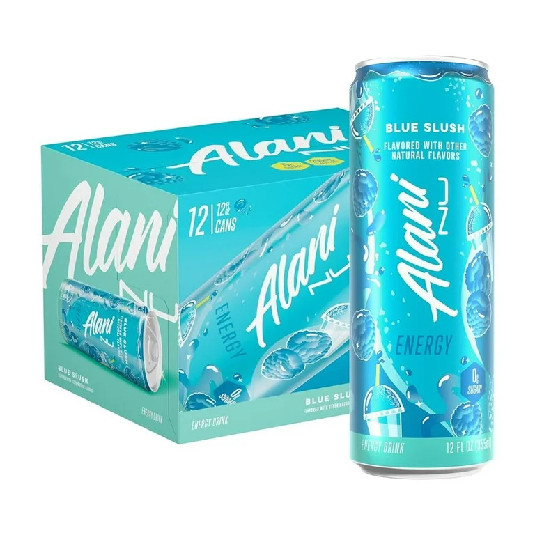 Alani Nu Sugar Free Energy Drink, Blue Slush, 12 fl oz, 12 Pack, Cans, 200mg Caffeine | Walmart (US)
