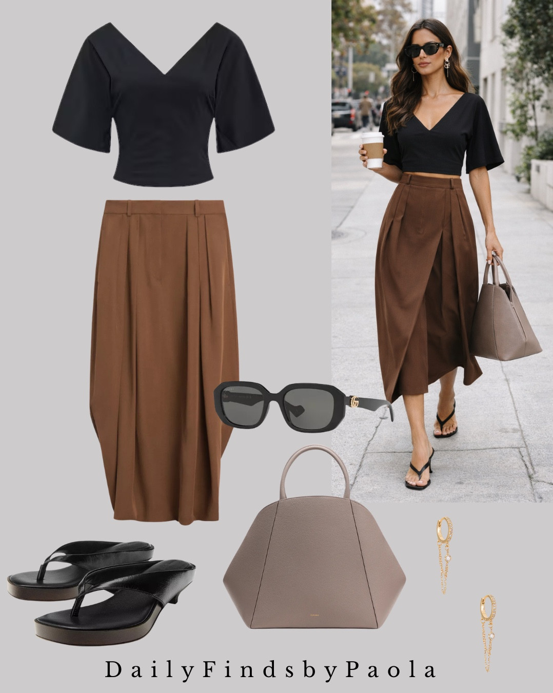 This brown pleated skort outfit is the definition of effortless chic 🤎 Styled with a black cropped top, minimalist heels, and gold accessories, this neutral outfit is perfect for a coffee run, everyday wear, or elevated casual looks. If you love clean, minimal style with timeless pieces, this look is for you.

Shop the look below 

#LTKSeasonal #LTKootd #LTKU