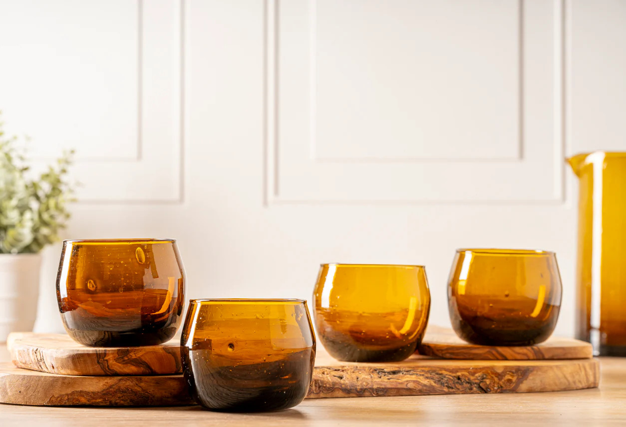 Verve Culture Moroccan Stemless Glass Goblets - Set of 4 | Verve Culture