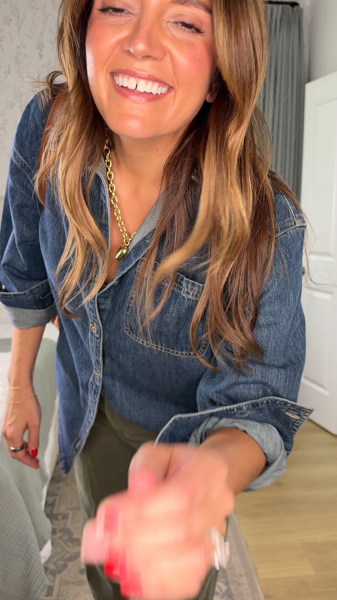 The cutest little mom ootd! $35 pants from Target and my denim shirt is on sale! Size 4 pants, xs top (size down).

#LTKOver40 #LTKTall #LTKSaleAlert
