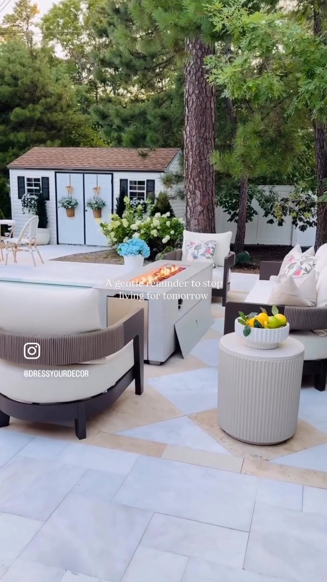 TODAY is the season of your life. Embrace it while it lasts. Tomorrow is not promised. Let’s slow down and appreciate the present. 

Outdoor living 
outdoor furniture 
Fall decor 
Outdoor for pit