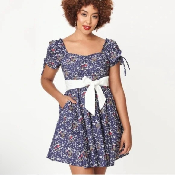 NWT Unique Vintage Dakota Flare Dress Botanical Mushroom Rooster Whimsical | Poshmark
