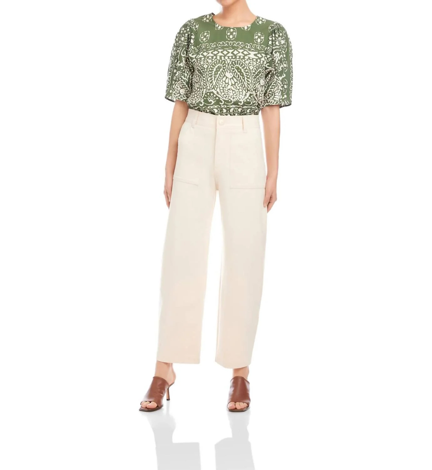 Stevie Barrel Leg Ankle Pants In Cream | Shop Simon
