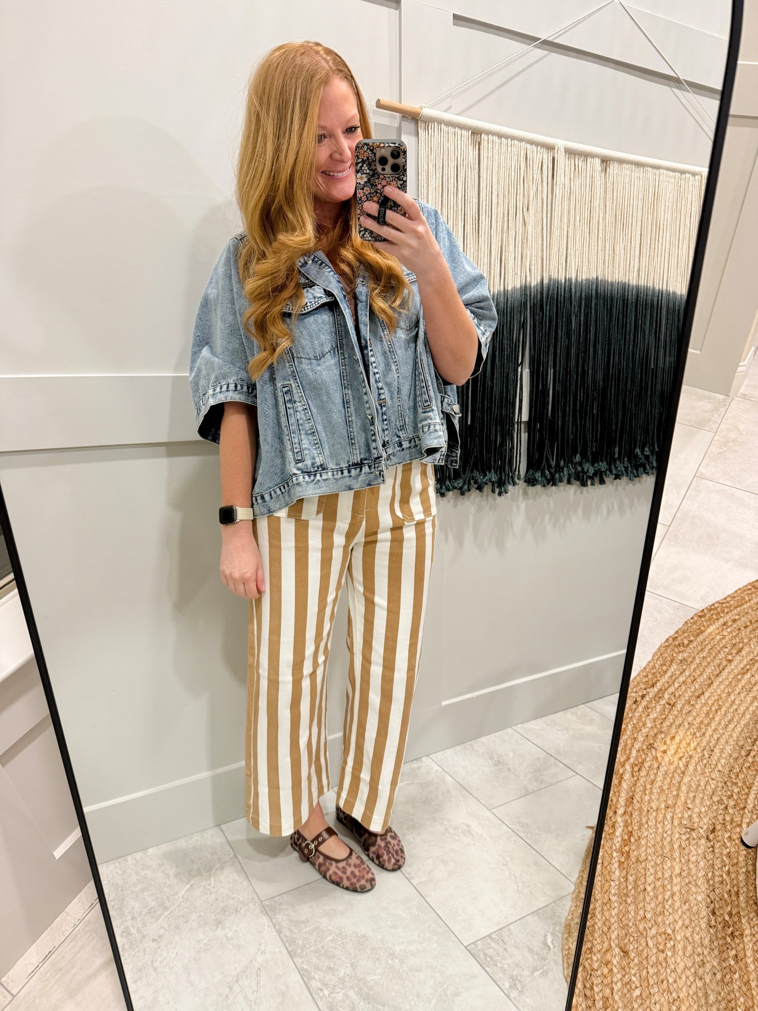 Cute new striped pants from Amazon!

Khaki stripe pants from Amazon: normal size 8 - pants have stretch, waist does not but they fit me perfectly.

Denim jacket from Amazon- normal size M

Ballet flats from Amazon- I'm a 7.5 but I got an 8

#LTKOver40 #LTKWorkwear