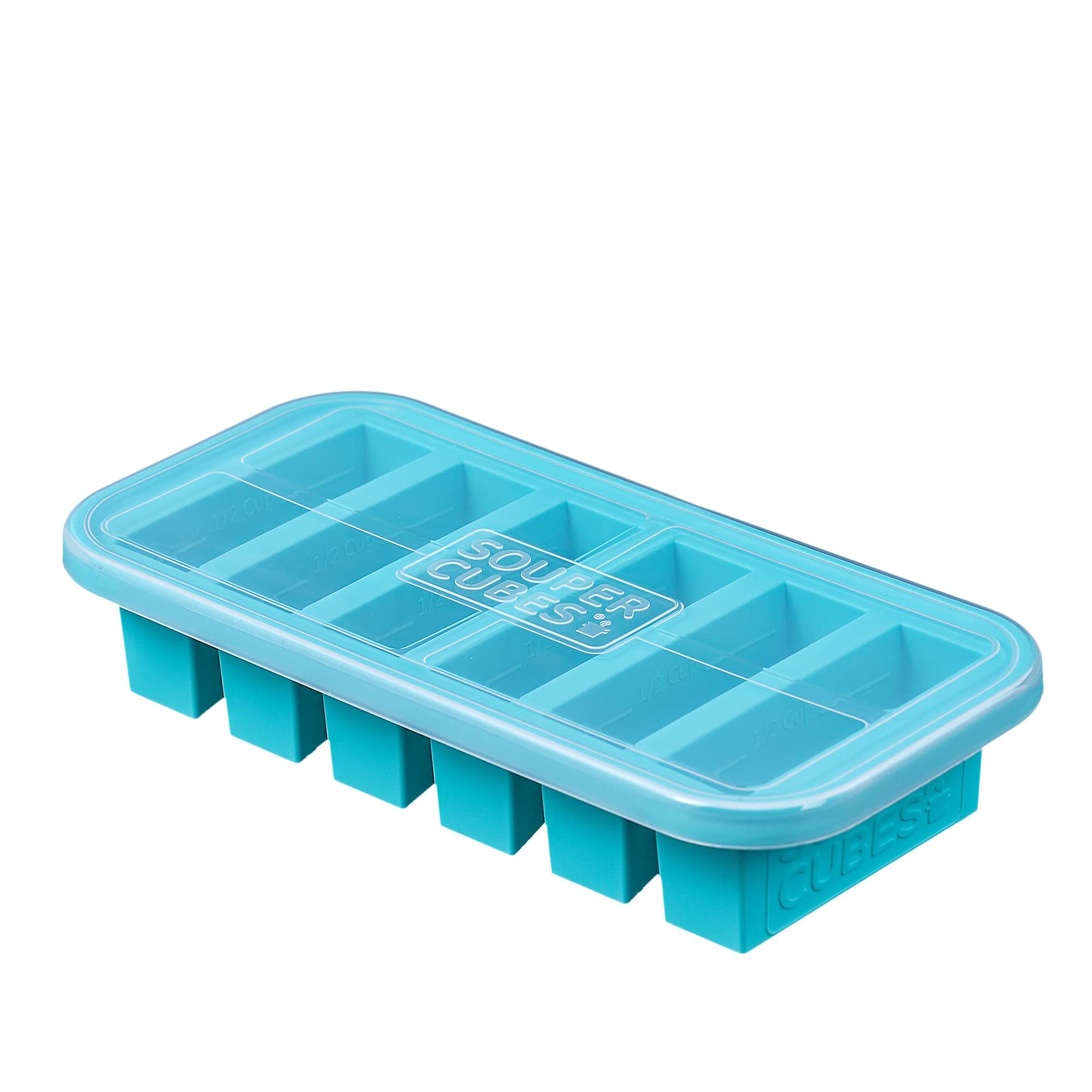 Souper Cubes 1/2-Cup Freezing Tray with lid, Aqua, makes 6 perfect 1/2 cup portions, freeze pesto... | Amazon (US)