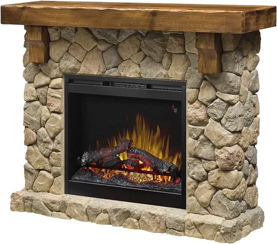 Dimplex Fieldstone Electric Fireplace with Mantel Surround Package | Pine with Natural Stone-look... | Amazon (US)