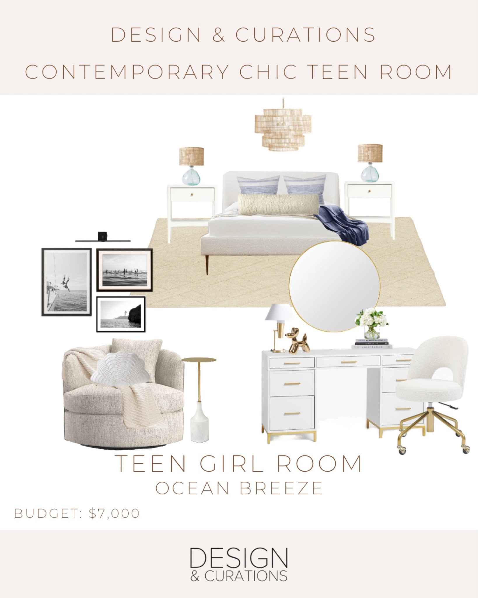 Teen room, soft, neutral, pastel blue colors, swivel chair, vanity table, ocean themed teen room. Teen room decor, ideas.

#LTKhome #LTKFind