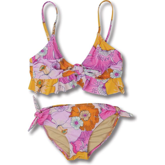 Ruffle Knot Two-Piece Bikini, Blooming Hibiscus - Shade Critters Swim | Maisonette | Maisonette