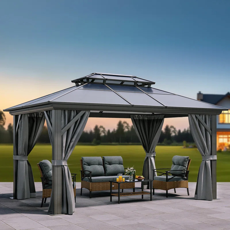 Balconera Polyethylene Double Roof with Aluminum Frame Patio Gazebo | Wayfair North America