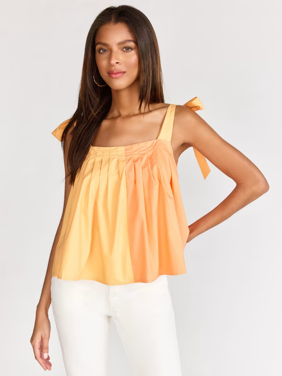 Pleated Tie-Strap Colorblock Tank - Lena | New York & Company