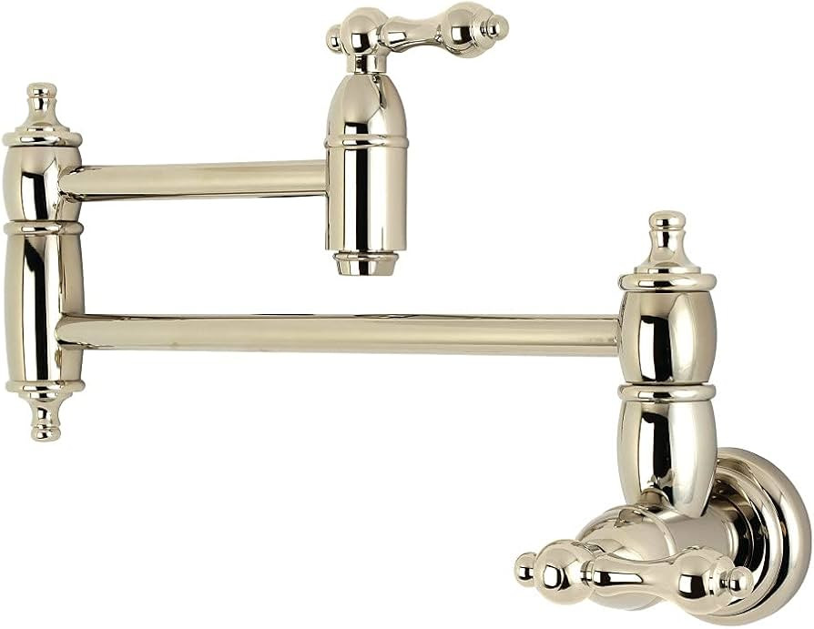 Kingston Brass KS3106AL Restoration Wall Mount Pot Filler Kitchen Faucet, Polished Nickel | Amazon (US)