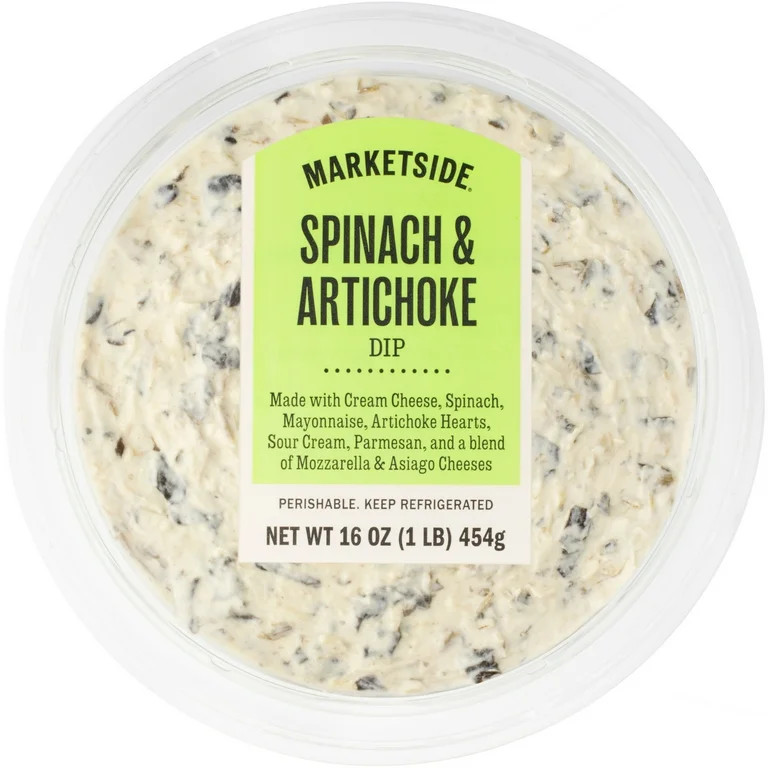 Marketside Premium Heatable Spinach Artichoke Dip Small Tub, 16 oz, 1 Count (Refrigerated) | Walmart (US)