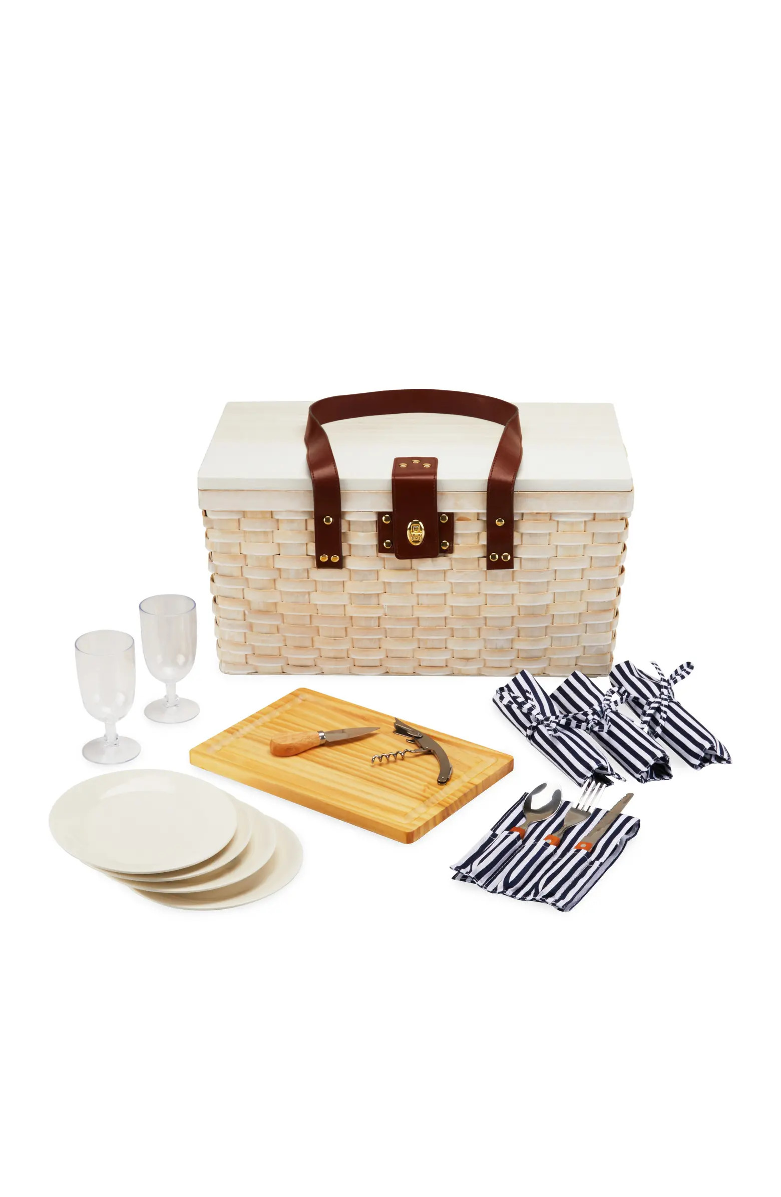 Tahoe Picnic Basket Set for Four in Cream | Nordstrom