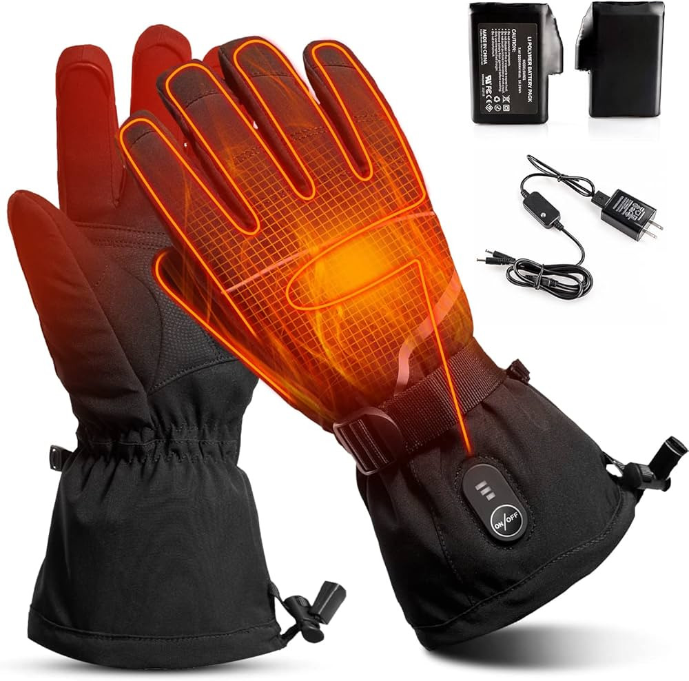 Heated Gloves Electric Rechargeable - 7.4V Battery Heated Gloves for Men Women,Motorcycle Cycling... | Amazon (US)