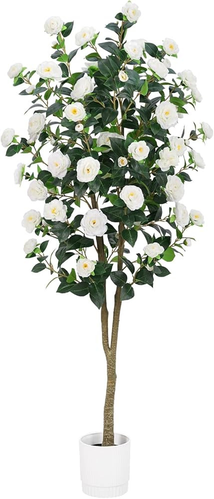 Artificial Camellia Tree 6FT– Faux Plants Indoor, with Easy Assembly, Low Maintenance, Ideal fo... | Amazon (US)
