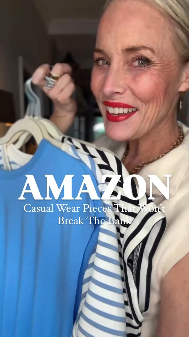 Spring style on a budget? Yes, please. These Amazon finds are all under $40 and perfect for warmer days ahead.

A striped dress that feels like Spanx material—flattering and comfy.

A blue romper with raw edge sleeves and a drawstring waist, giving major Free People vibes for less.

A striped top and pants set that’s equal parts stylish and comfortable.

I’m 5’8”, around 140 lbs, and wearing a medium in all three. Styled with wedges, but they’d be just as cute with sneakers or ballet flats. Which one’s your favorite?

#AmazonFashion 
#SpringStyle 
#BudgetFriendlyFashion 
#Over50Style 
#CasualChic
#amazonfinds
#outfitinspiration 
#affordablefashion 
#outfitinspo
#laurenoggsgee
#over50style 
#lookalike
#shopltk
#ltkover50
#ltkover40
#lookforless
#getyourcolonoscopy


#LTKOver40 #LTKSaleAlert #LTKWatchNow