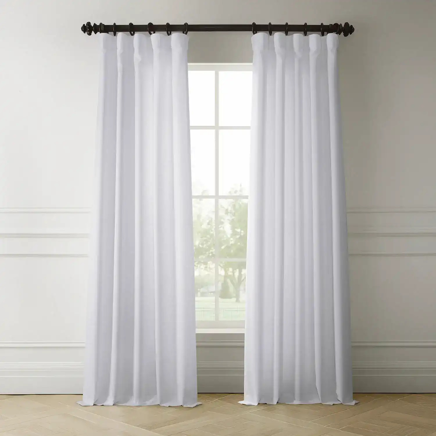Dove White Italian Faux Linen Room Darkening Curtain | Half Price Drapes | Half Price Drapes