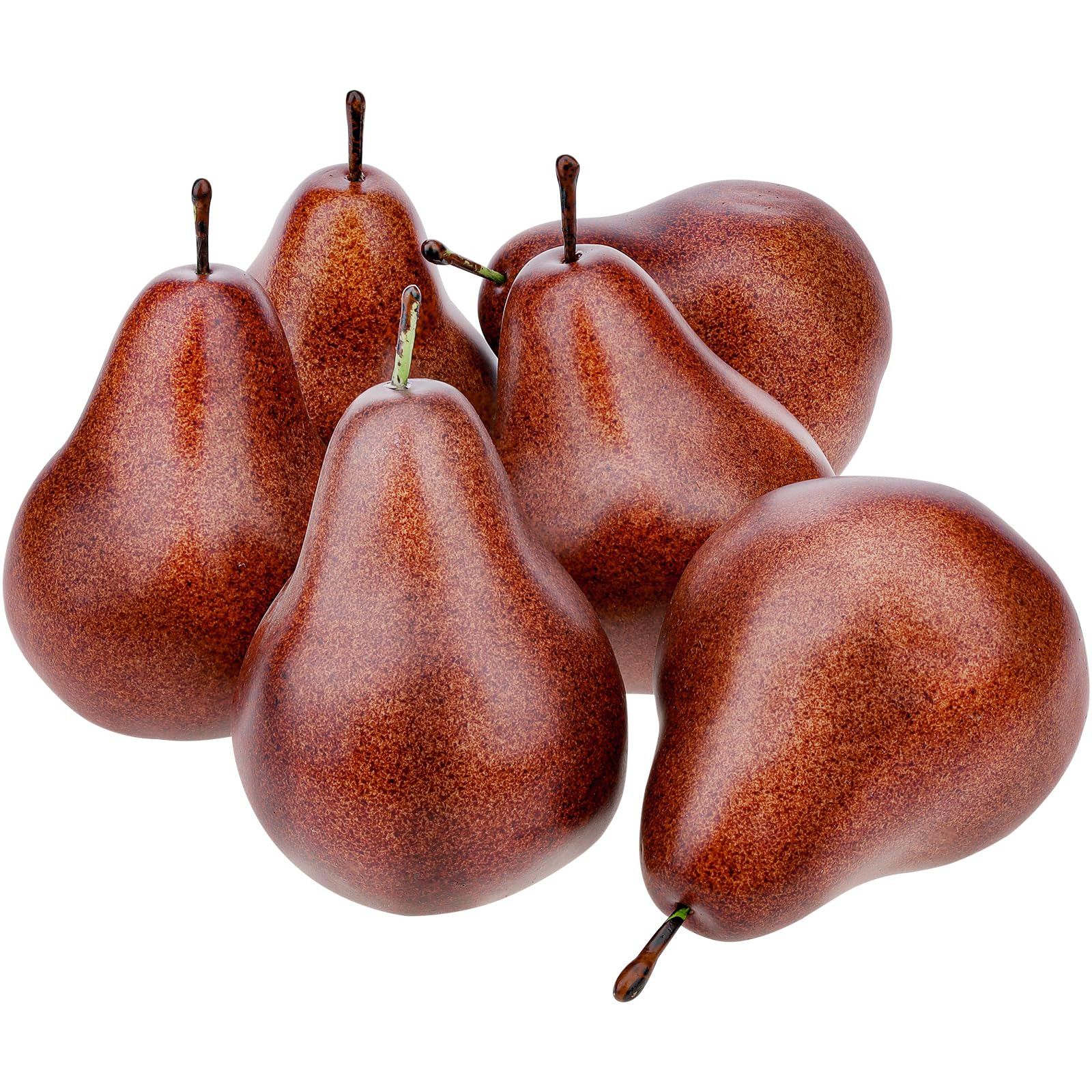 6 Pack Realistic Artificial Brown Pears - Fake Fruit Decor for Home Kitchen, Table Centerpiece, P... | Amazon (US)