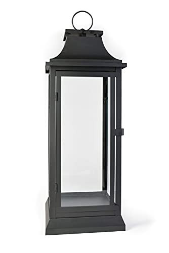 Serene Spaces Living 25" Tall Black Decorative Hurricane Lantern with Clear Glass Panels - Indoor Lantern and Outdoor Lantern for Porch, Events, Parties, & Table Top Decor - Extra Large Lantern | Amazon (US)